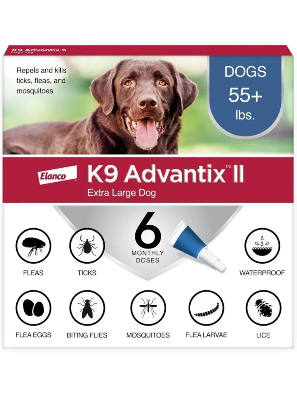 Vet-Recommended Flea, Tick & Mosquito Treatment for Large Dogs 55+ lbs | 6-Mo